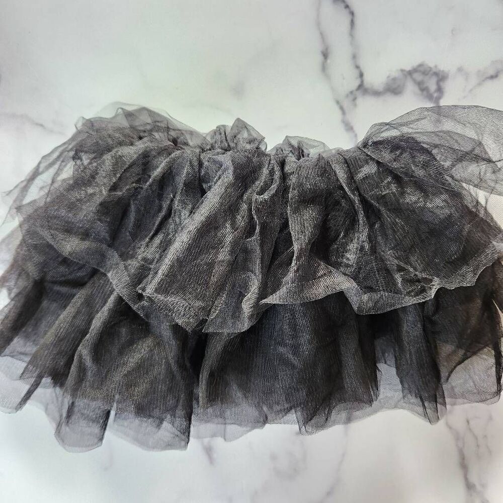Little girls youth extra small  small black tulle ballerina tutu mini skirt XS-S